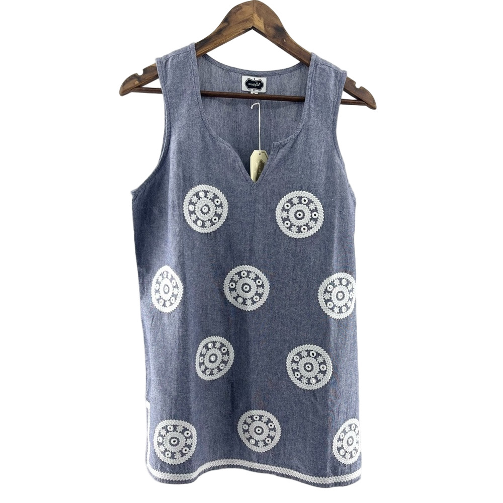 NWT Mud Pie Gigi Embroidered Chambray Tunic Ladies Medium